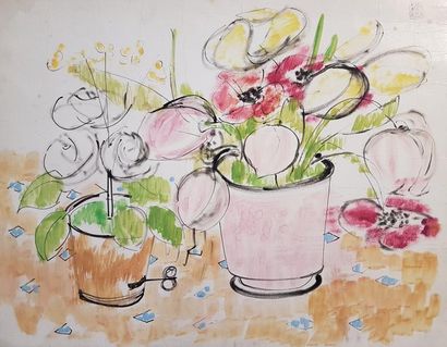 NAL (XXème siècle)
- Bouquet de fleurs.
Trois...