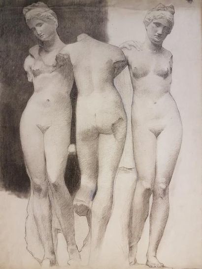Gustave POETZSCH (1870-1950)
LES TROIS GRÂCES.
Craie...