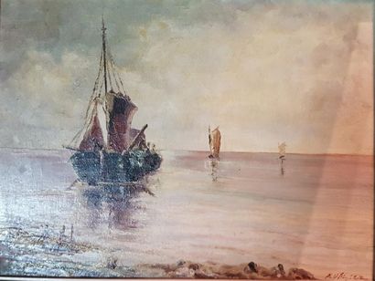 P. OHLSEN (XXème siècle)
VOILIERS.
Huile...