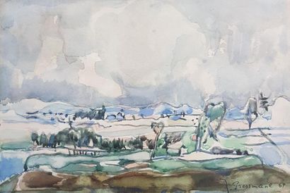 Joseph PRESSMANE (1904-1967)
- PAYSAGE, 1964.
Aquarelle...