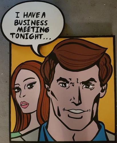 Arno METZ (né en 1972)
BUSINESS MEETING.
Acrylique...