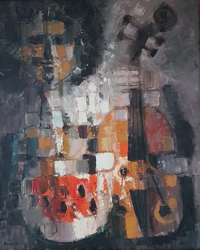 Jean HUGON (1919-1990)
LE VIOLONCELLISTE.
Huile...