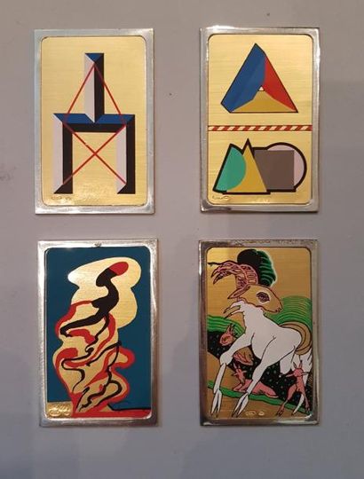 Suite de quatre plaques rectangulaires en...