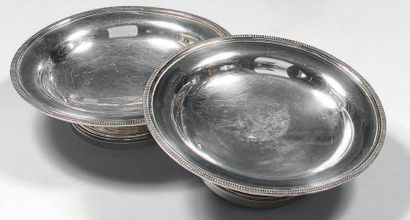 Paire de présentoirs ronds en argent (950),...
