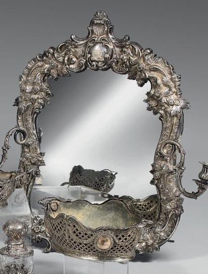 Miroir de table en argent, de forme rectangulaire...