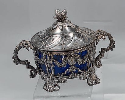Sucrier en argent (950) de forme circulaire,...