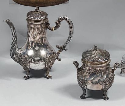 Service à café en argent (950), de forme...