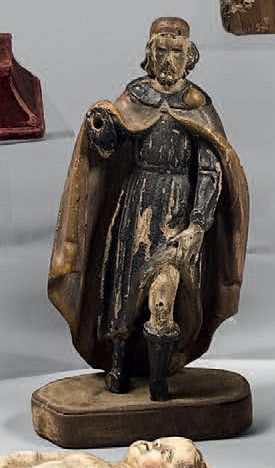 Statuette en bois polychrome représentant...