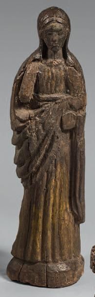 Statuette de Sainte Femme en bois sculpté...