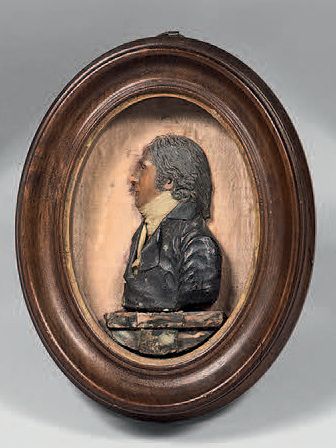 Portrait présumé de Vergniaud, en cire teinté...