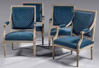 Mobilier de salon comprenant quatre fauteuils...