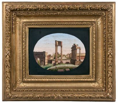 Paire de panneaux en micro-mosaïques à vue...
