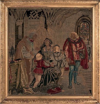 Tableau en tapisserie au point représentant...