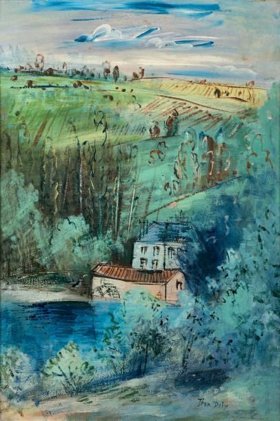 Jean DUFY (1888-1964)
PAYSAGE AU MOULIN.
Huile...