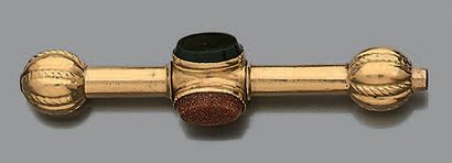 Barrette de chaîne giletière en or jaune...