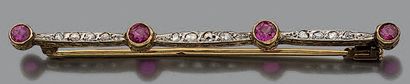 Broche barrette en or jaune et or gris 18K...