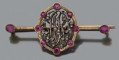 Broche barrette en or jaune 18K (750) appliquée...