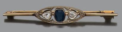 Broche barrette en or jaune et or gris 18K...