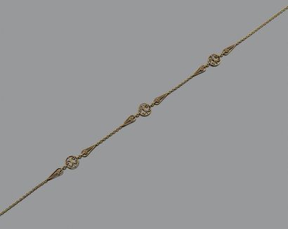 Collier en or jaune 18K (750) et argent à...
