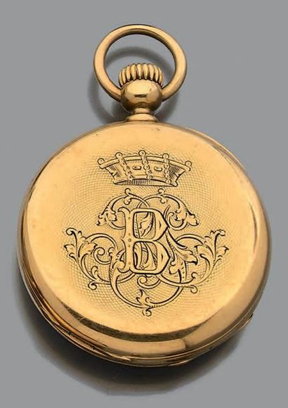 Montre de poche en or jaune 18K (750) à remontoir,...