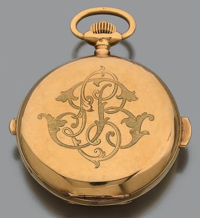 Montre savonnette chronographe en or jaune...