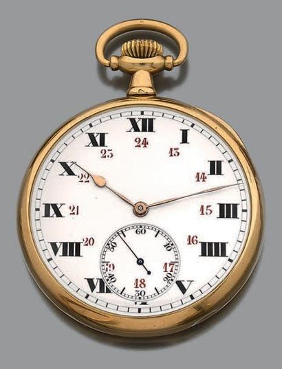 Montre de gousset à remontoir en or jaune...