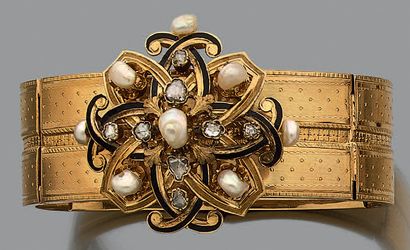 Bracelet ruban articulé en or jaune 18K (750)...
