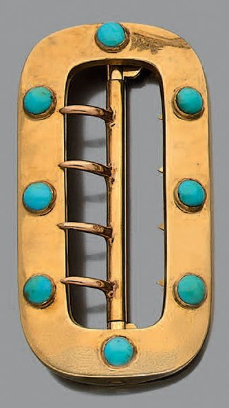 Boucle de ceinture oblongue en or jaune 18K...