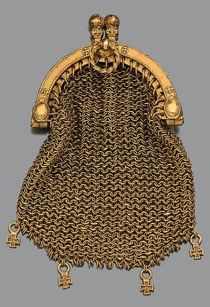 Bourse en tissu de maille d'or jaune 18K...