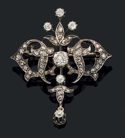 Broche en or jaune et or gris 18K (750) à...