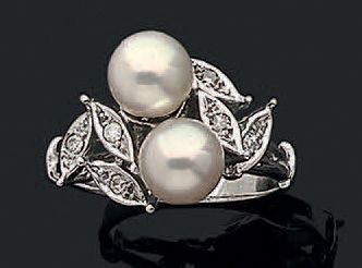 Bague «vous et moi» en or gris 18K (750)...