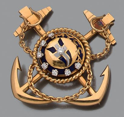 Broche en or jaune 18K (750) stylisée du...