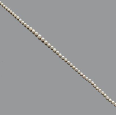 Collier de perles de culture en légère chute,...