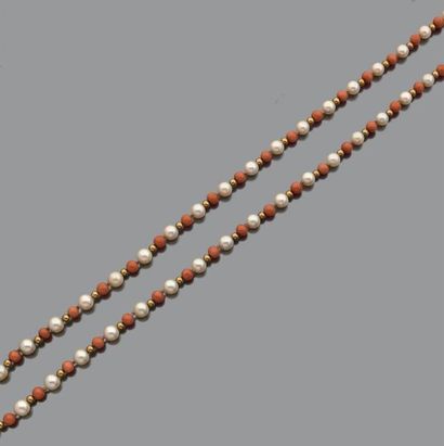 Collier de perles de culture alternées de...