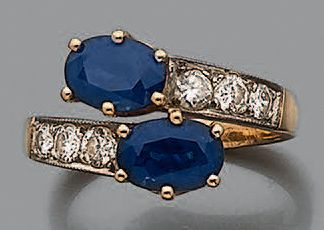 Bague «vous et moi» en or jaune et or gris...