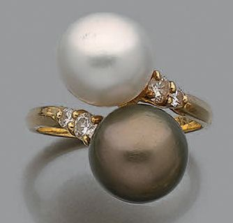 Bague «vous et moi» en or jaune 18K (750)...
