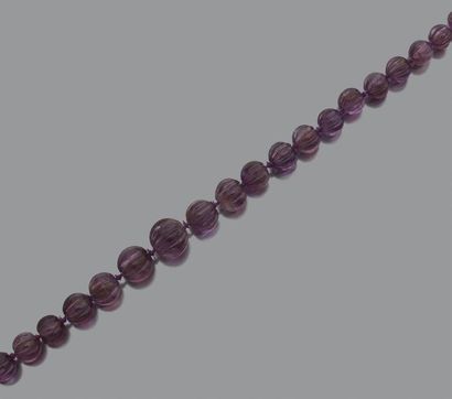 Collier de boules d'améthyste festonnées,...