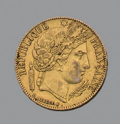 Pièce en or de 20 Francs au profil de Cérès...
