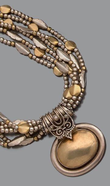 Collier en argent (925) et argent doré, à...