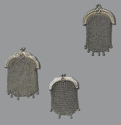 Ensemble de trois bourses cotte de maille...