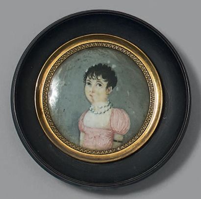 Miniature ronde représentant une jeune femme...