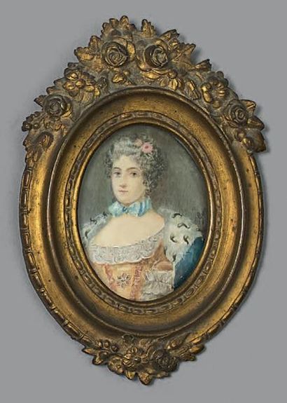 Miniature ovale à sujet d'un portrait représentant...