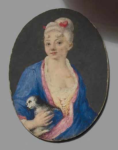 Miniature représentant une jeune femme vêtue...