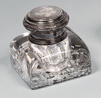 Encrier en cristal, attribué à la Fabrique...