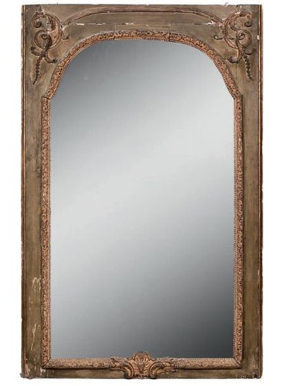 Trumeau de boiserie en bois relaqué vert...