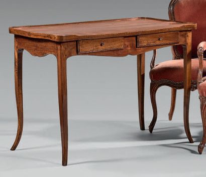 Table bureau en bois fruitier, le plateau...