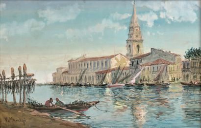 Vincent MANAGO (1880-1936)
VUE DE VENISE.
Gouache,...
