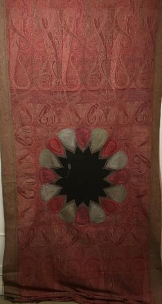 Châle cachemire indien en laine espolinée...