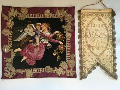 Panneau en tapisserie au point à motif de...
