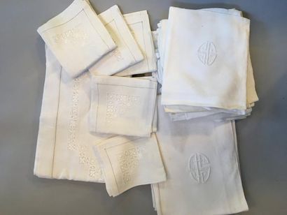 Lot comprenant : une nappe en toile ajourée...